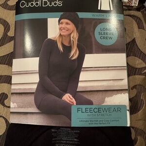 Cuddl Duds Black Long Sleeve Crew Fleecewear